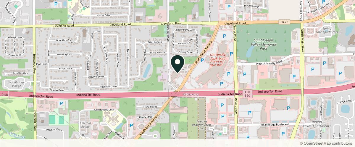Map showing the exact location of Chadwell Facial Plastic Surgery at 6301 University Commons #380, South Bend, IN 46635, USA