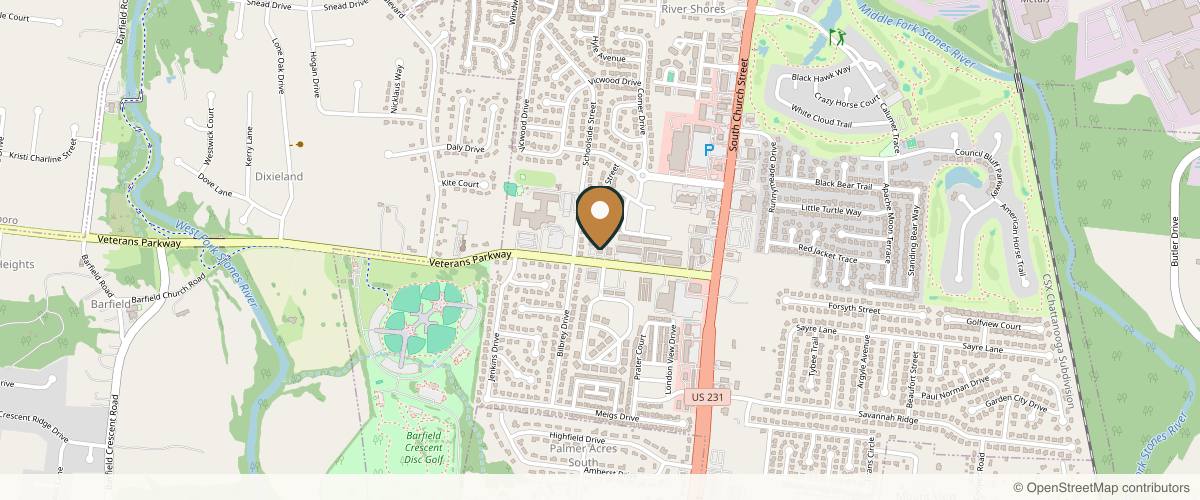 Map showing the exact location of Chambers Aesthetics at 268 Veterans Pkwy F, Murfreesboro, TN 37128, USA