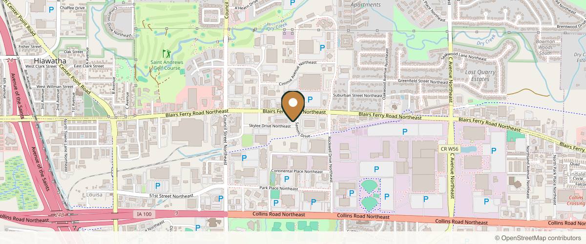 Map showing the exact location of Chapter Aesthetic Studio at 1111 Blairs Ferry Rd NE Ste 100, Cedar Rapids, IA 52402, USA
