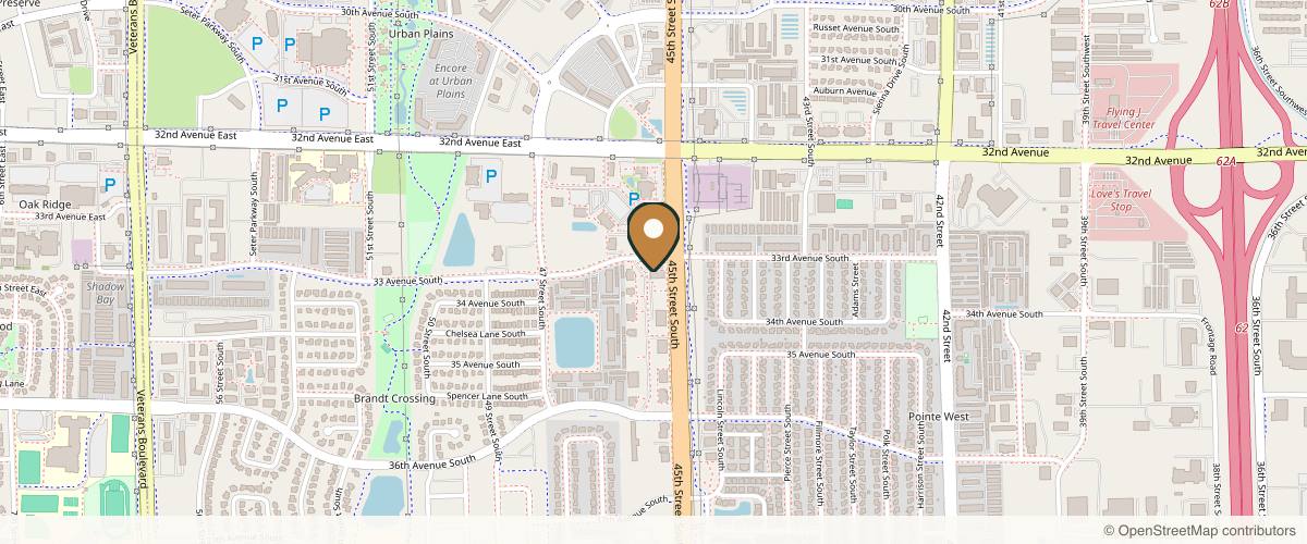 Map showing the exact location of Chapter Aesthetic Studio at 3301 45th St S, Fargo, ND 58104, USA