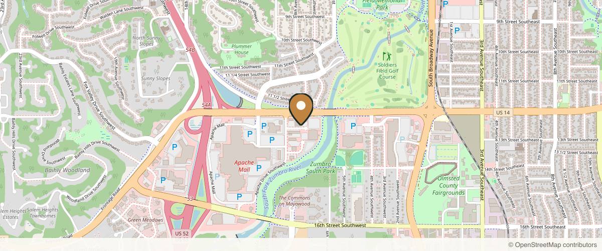 Map showing the exact location of Chapter Aesthetic Studio at 815 Apache Ln SW Ste 100, Rochester, MN 55902, USA