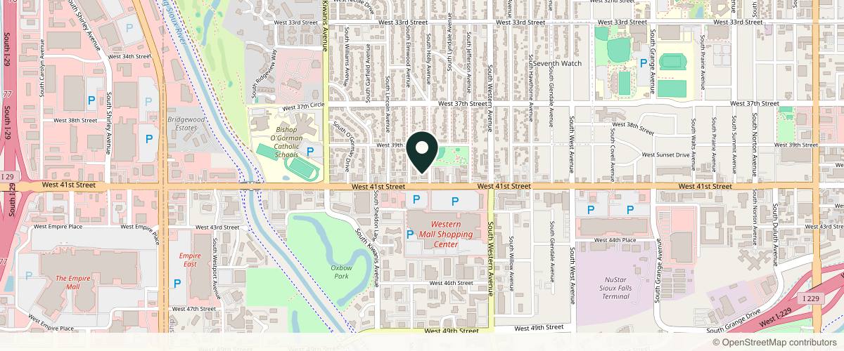 Map showing the exact location of Chapter Aesthetic Studio at 2404 W 41st St, Sioux Falls, SD 57105, USA