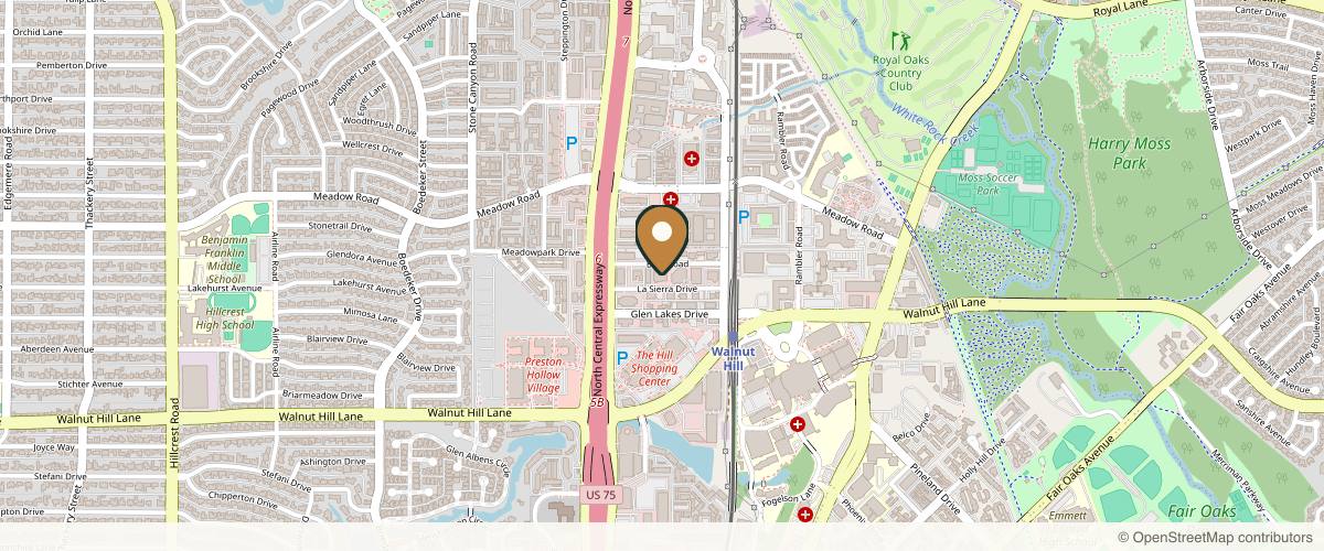 Map showing the exact location of Charette Cosmetics Medical Spa - Dallas at 5445 La Sierra Dr Ste 425, Dallas, TX 75231, USA