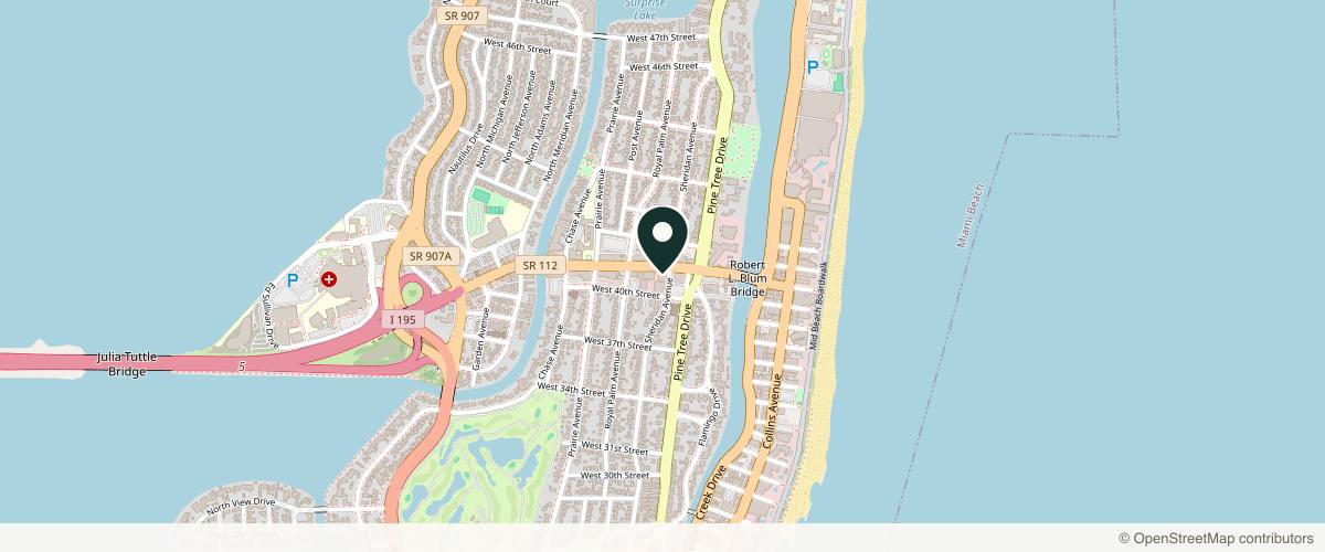 Map showing the exact location of Charette Cosmetics Medical Spa - Miami Beach at 400 W 41st St Ste 201, Miami Beach, FL 33140, USA