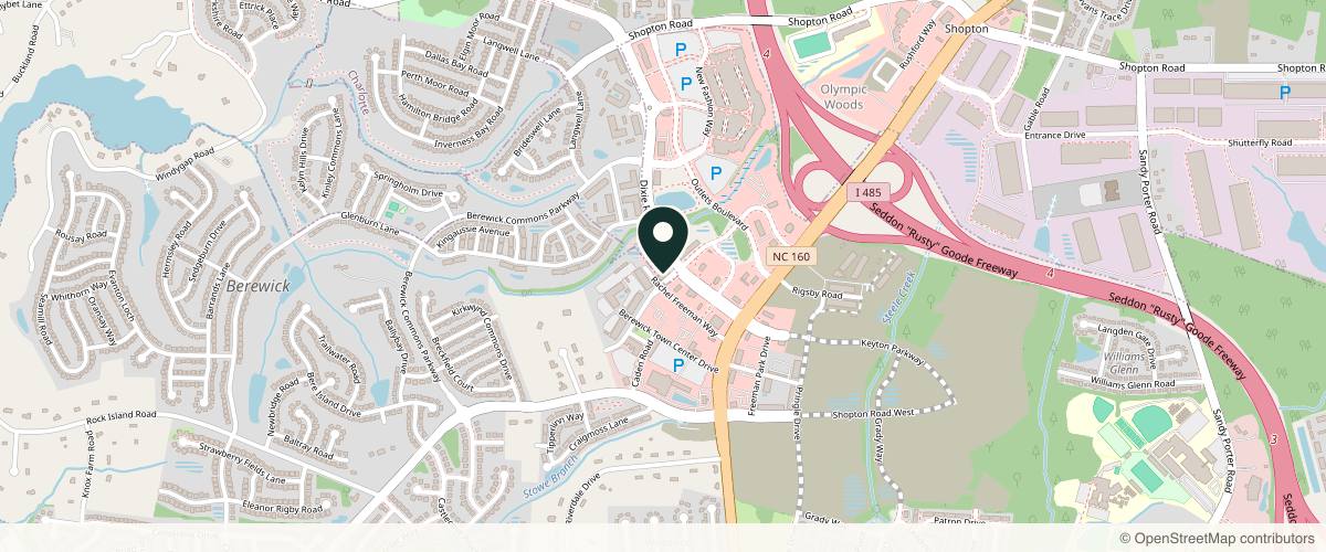 Map showing the exact location of Charlotte Dermatology | (Berewick Town Center) at 8814 Rachel Freeman Wy Ste 101, Charlotte, NC 28278