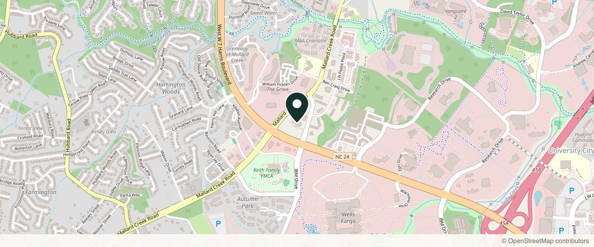 Map showing the exact location of Charlotte Dermatology | University Office at 8401 Medical Plaza Dr #260, Charlotte, NC 28262