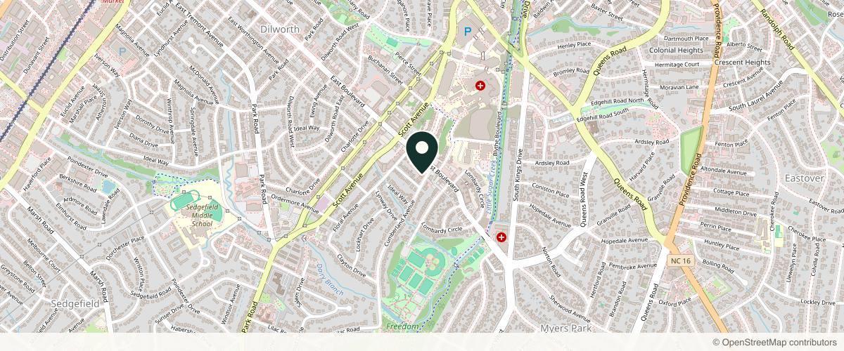 Map showing the exact location of Charlotte Medical Aesthetics at 1818 Cumberland Ave, Charlotte, NC 28203, USA