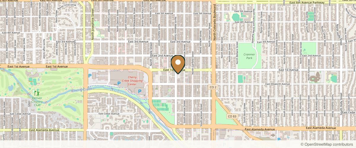 Map showing the exact location of Cherry Creek Med Spa at 90 Madison St #307, Denver, CO 80206, USA