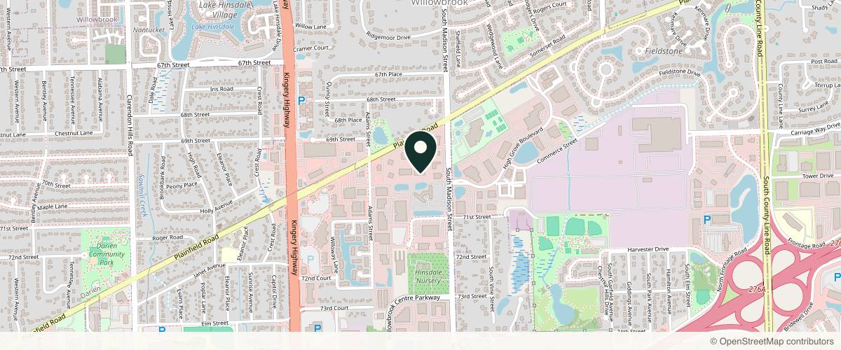 Map showing the exact location of Cheung Aesthetics & Wellness at 545 Plainfield Rd Ste B, Willowbrook, IL 60527, USA
