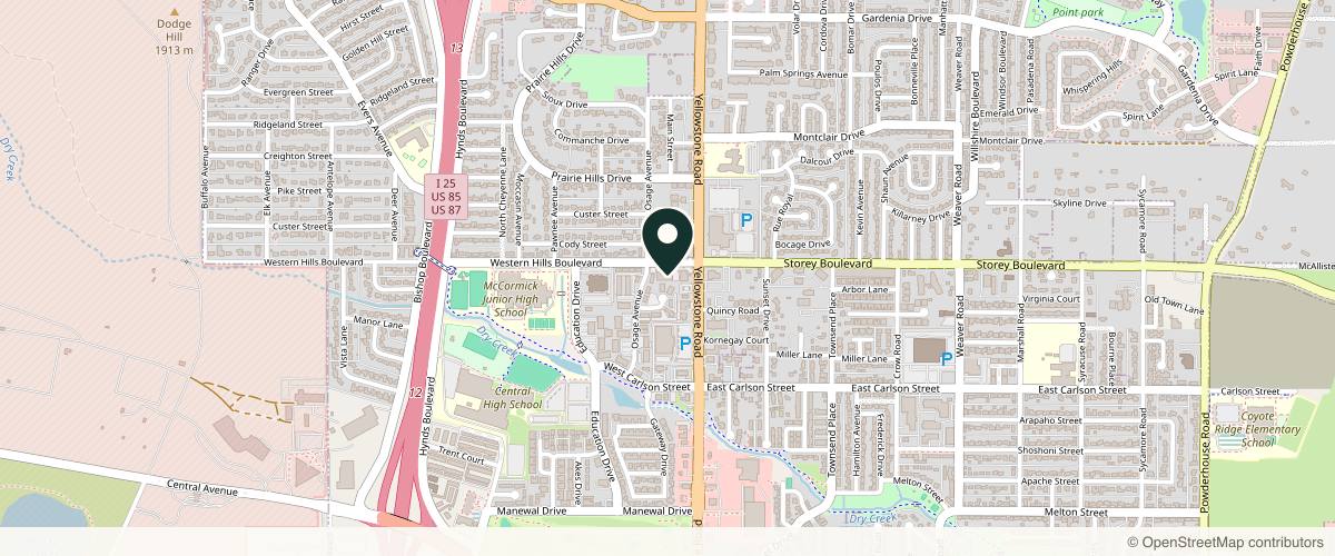 Map showing the exact location of Cheyenne Skin Clinic at 123 Western Hills Blvd, Cheyenne, WY 82009, USA
