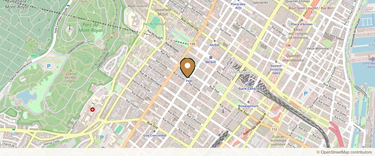 Map showing the exact location of CHIC - Medispa Montreal at 1141 Blvd. De Maisonneuve Ouest, Montreal, QC H3A 1N4, Canada