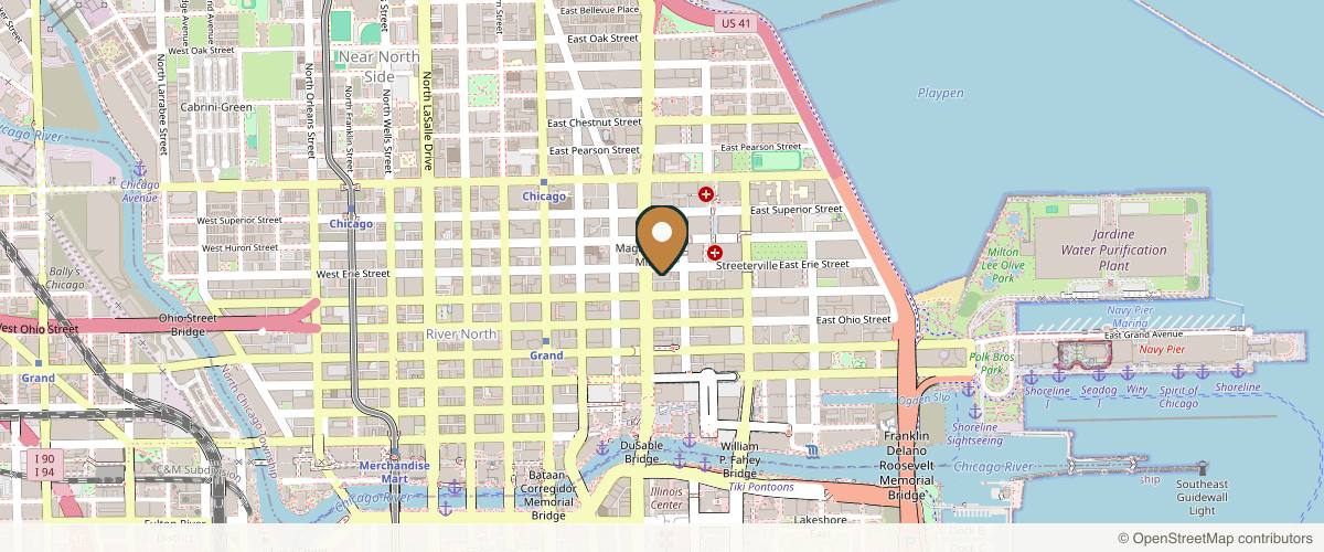 Map showing the exact location of Chicago Aesthetics Club at 645 N Michigan Ave #1005, Chicago, IL 60611, USA