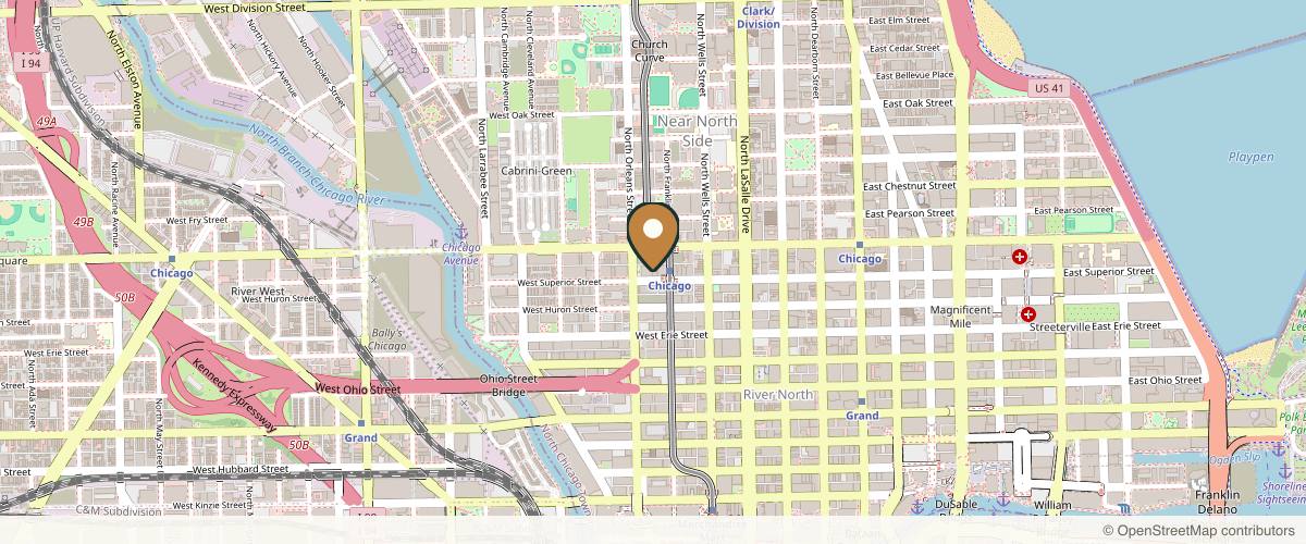 Map showing the exact location of Chicago Aesthetics Surgery & Med Spa at 310 W Superior St Fl 2 Ste 200, Chicago, IL 60654, USA