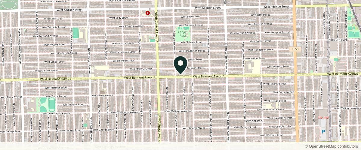 Map showing the exact location of Chicago Skin Clinic at 5440 W Belmont Ave, Chicago, IL 60641