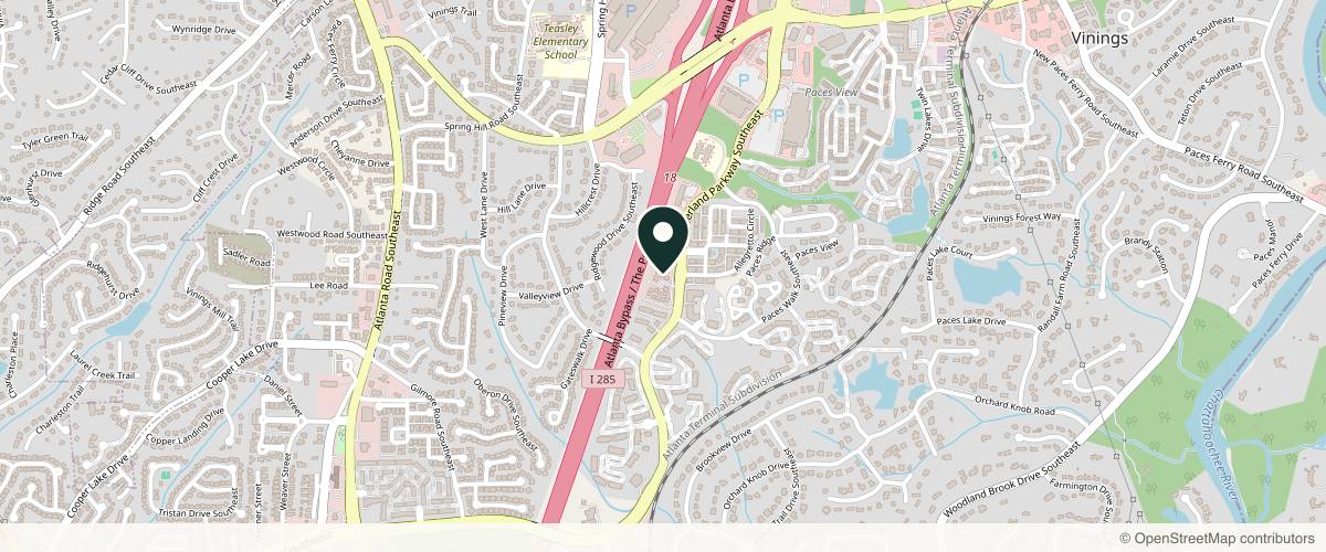 Map showing the exact location of Chin Up! Aesthetics Atlanta at 2255 Cumberland Pkwy SE Bldg 1200, Suite 110, Atlanta, GA 30339, USA
