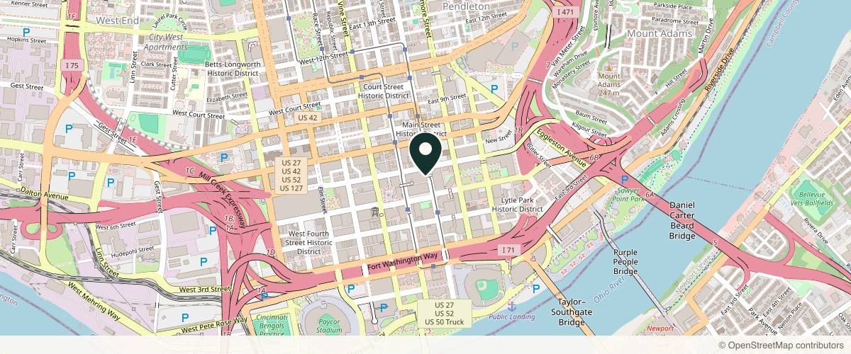 Map showing the exact location of City Dermatology and Laser at 580 Walnut St, Cincinnati, OH 45202