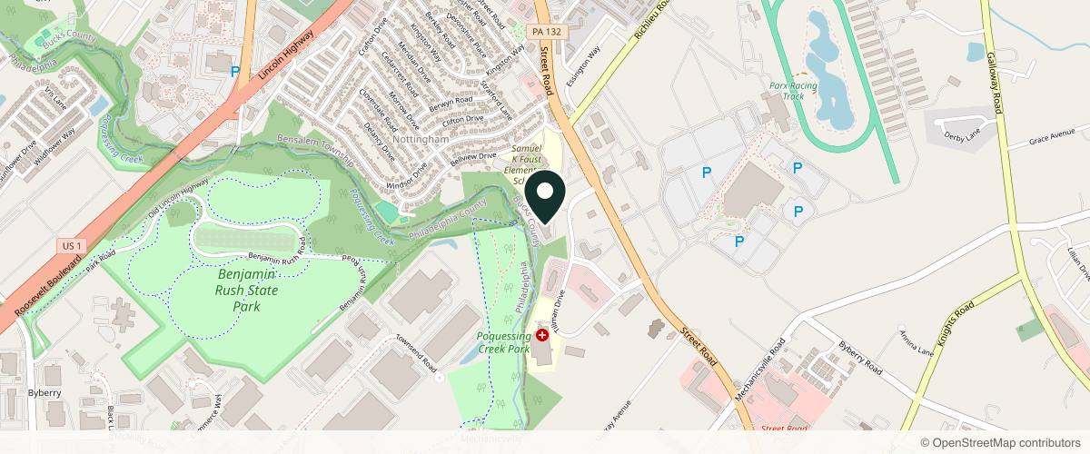 Map showing the exact location of City Dermatology Institute & Research Center at 3260 Tillman Dr #120, Bensalem, PA 19020