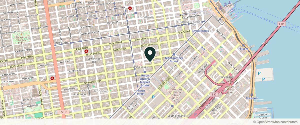 Map showing the exact location of City Laser Clinic at 111 Maiden Ln #720, San Francisco, CA 94108, USA