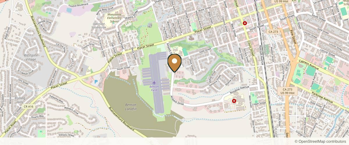 Map showing the exact location of CK Derm | Redding at 2107 Airpark Dr, Redding, CA 96001, USA