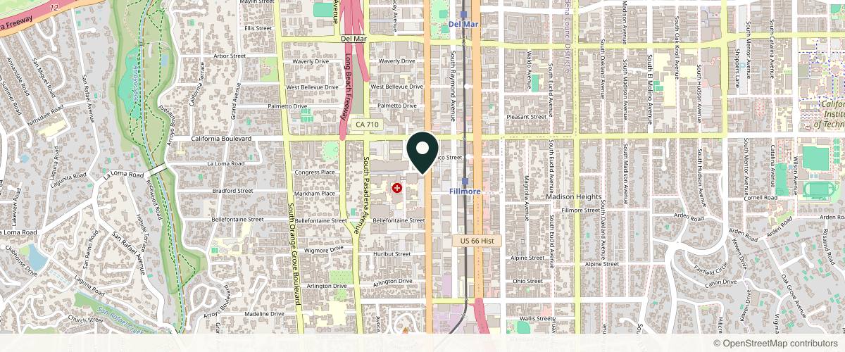 Map showing the exact location of Clarity Dermatology and Cosmetic Center at 10 Congress St Ste 350, Pasadena, CA 91105