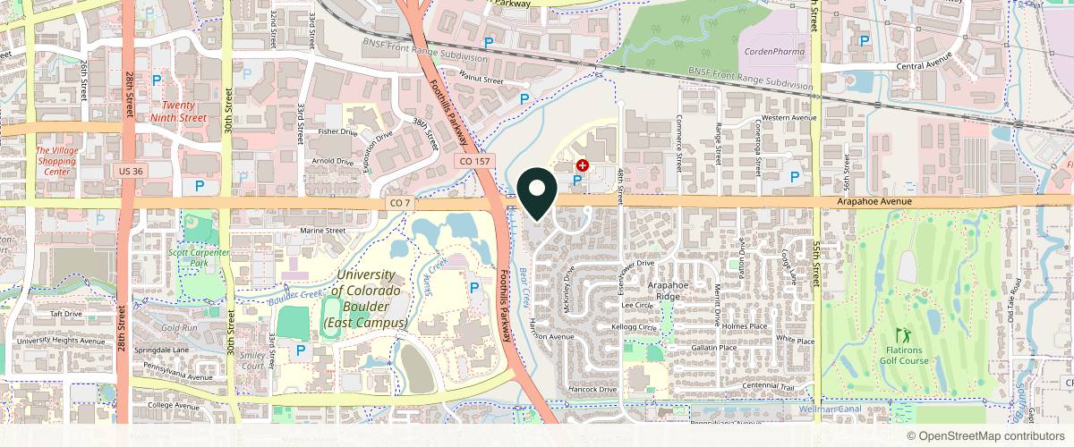 Map showing the exact location of Clarity Dermatology at 4440 Arapahoe Ave Ste 200, Boulder, CO 80303