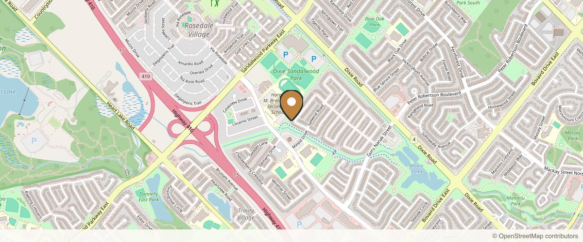 Map showing the exact location of Clarity Glow Med Spa - Female only at 75 Loons Call Crescent, Brampton, ON L6R 2G4, Canada