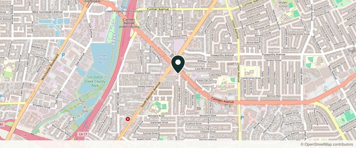 Map showing the exact location of Clarity Medical Spa - San Jose, Camden at 2242 Camden Ave Ste 102, San Jose, CA 95124, USA