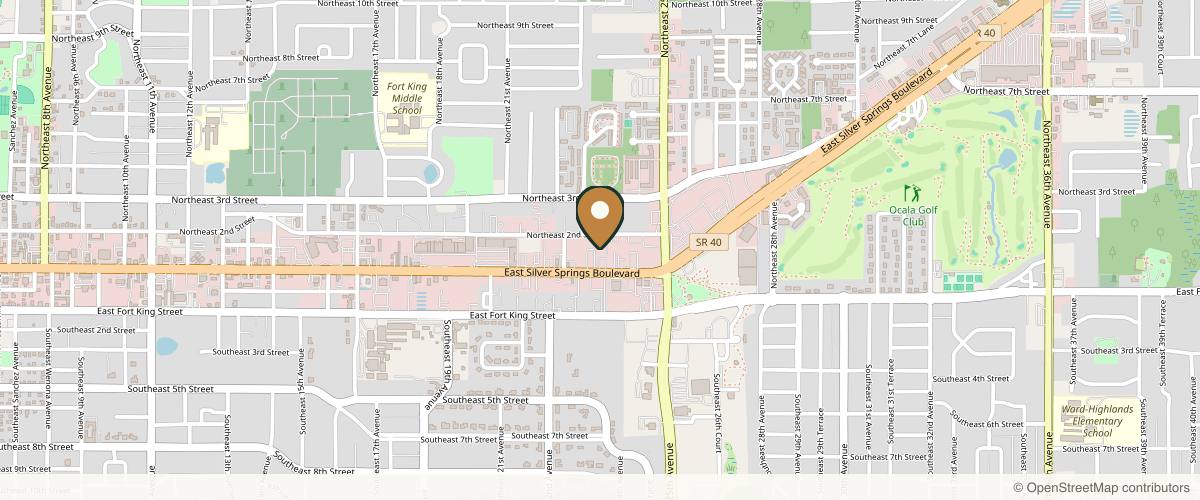 Map showing the exact location of Clark & Co Wellness Spa at 2320 NE 2nd St, Ocala, FL 34470, USA