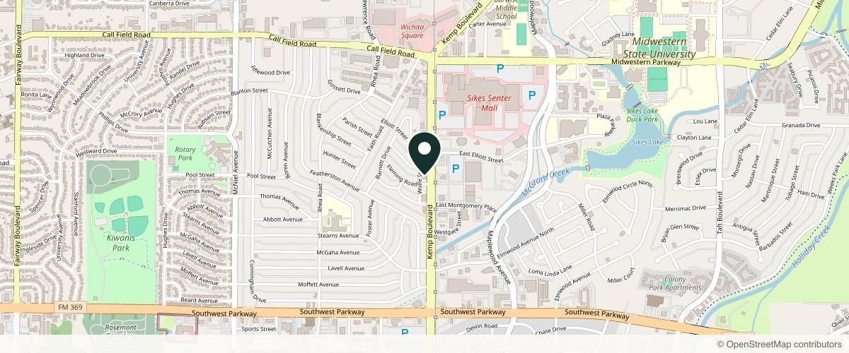 Map showing the exact location of Clarke Aesthetics at 4314 Kemp Blvd suite 1, Wichita Falls, TX 76308, USA