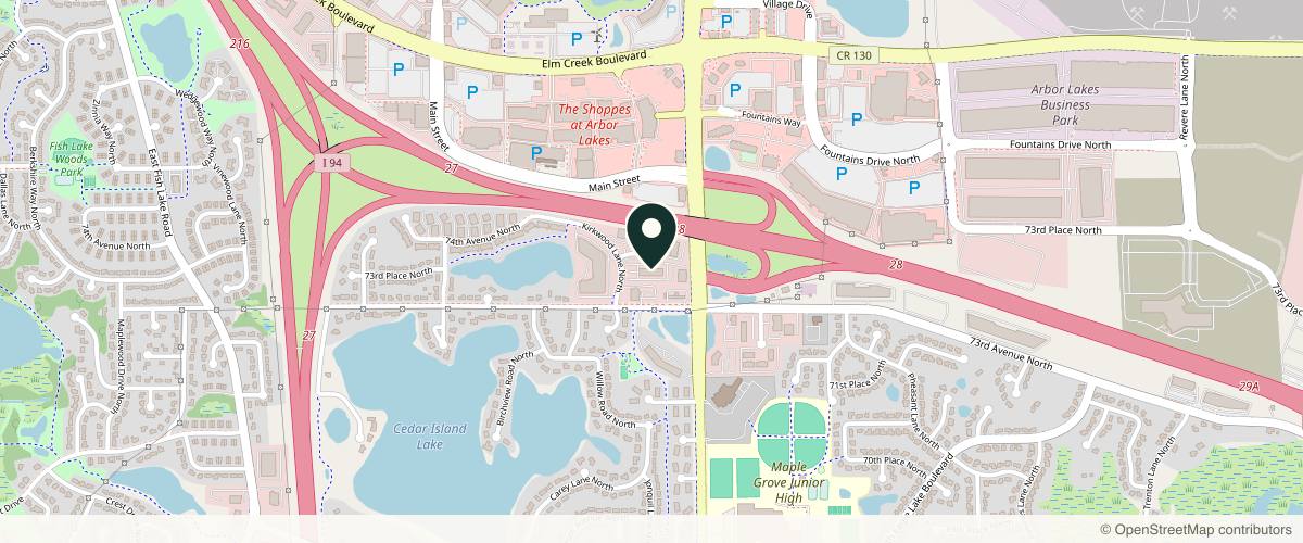 Map showing the exact location of Clarus Dermatology - Maple Grove at 7365 Kirkwood Ct Ste 350, Maple Grove, MN 55369, USA