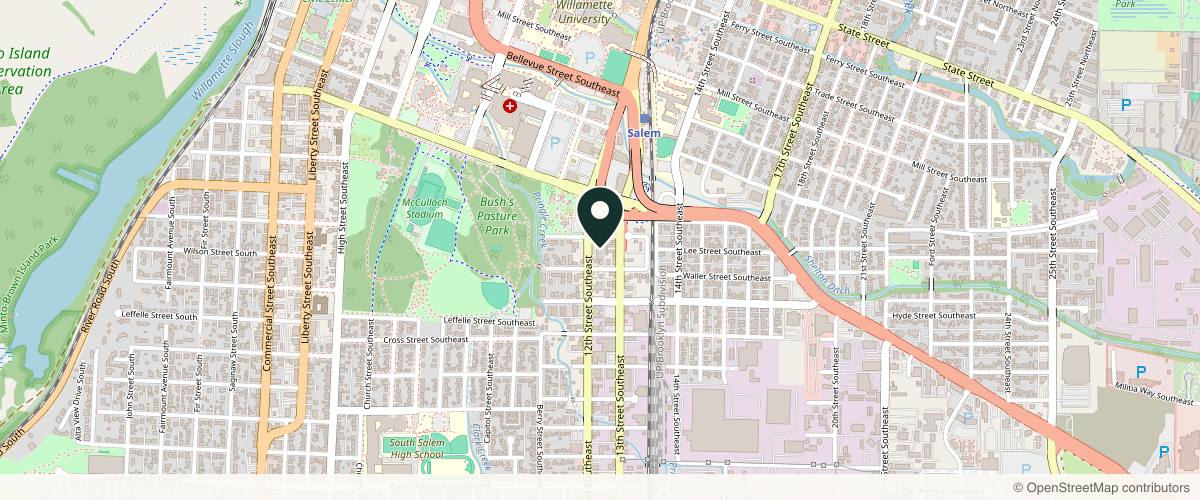 Map showing the exact location of Clear Choice Dermatology - Salem at 966 12th St SE #130, Salem, OR 97302, USA