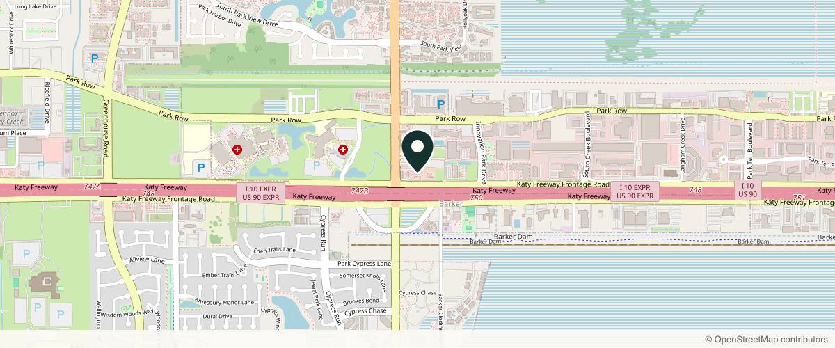 Map showing the exact location of Clear Dermatology at 17756 Katy Fwy g1, Houston, TX 77094