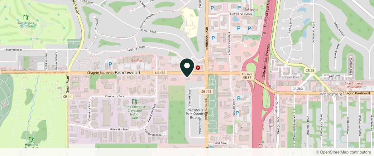 Map showing the exact location of Cleveland Primecare Medspa at 25200 Chagrin Blvd Ste 300, Beachwood, OH 44122, USA