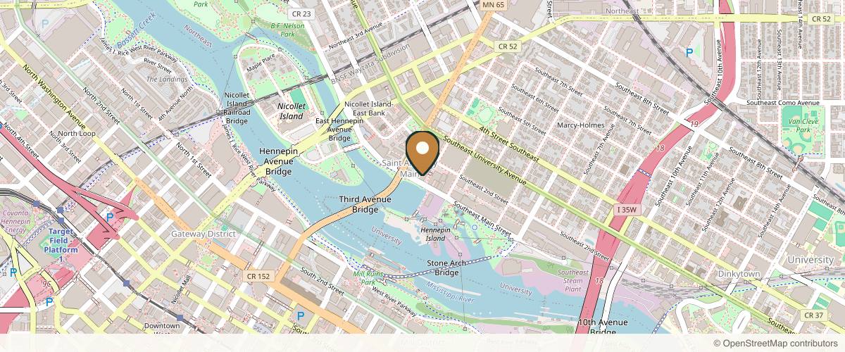 Map showing the exact location of Clinic Ellena Health + Wellness at 125 SE Main St Suite 235, Minneapolis, MN 55414, USA