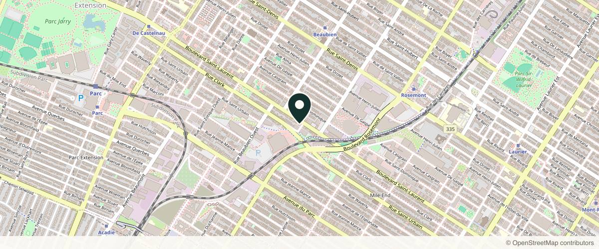Map showing the exact location of Clinique Cosmedic at 6300 Boul. Saint-Laurent, Montréal, QC H2S 3C2, Canada