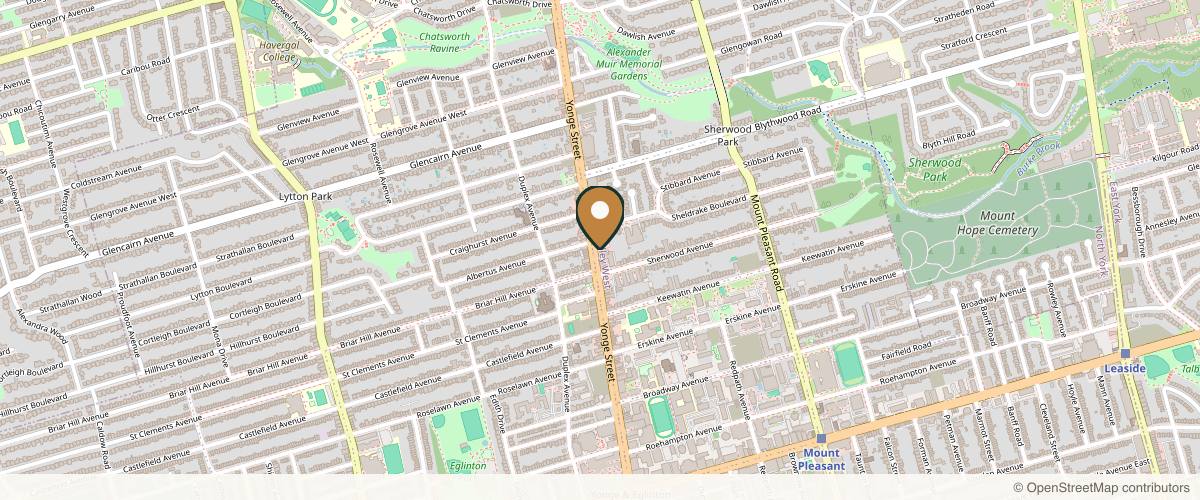 Map showing the exact location of Clinique De Mode | Midtown at 2581 Yonge St, Toronto, ON M4P 2J1, Canada