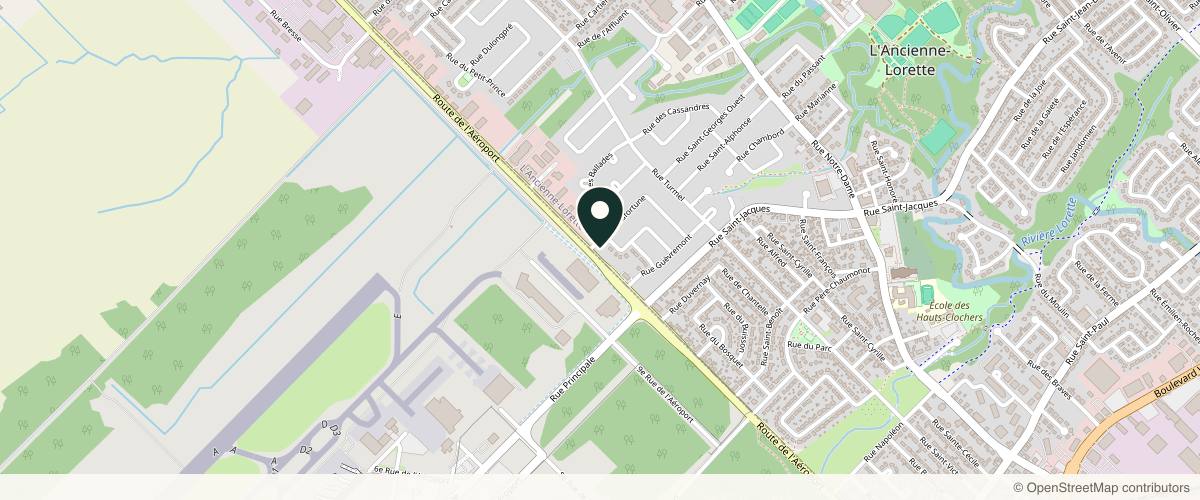 Map showing the exact location of Clinique Laser-Esthetique-Qc at 1693 Rte De L'Aeroport, L'Ancienne-Lorette, QC G2G 2P3, Canada