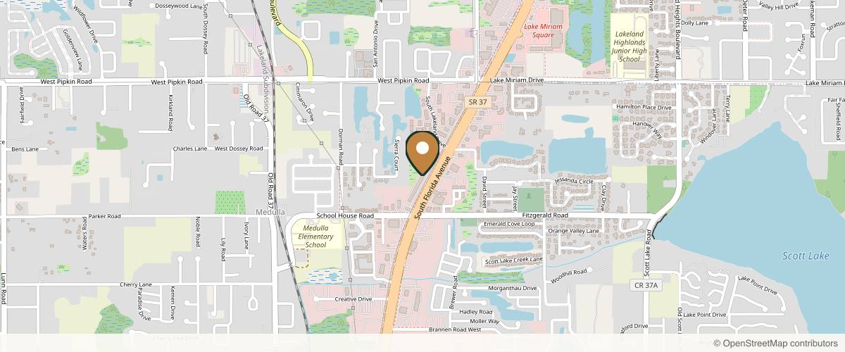 Map showing the exact location of Clique Salon & Med Spa at Middle of Outback Restaurant Plaza, 5315 Florida Ave S Unit 1, Lakeland, FL 33813, USA