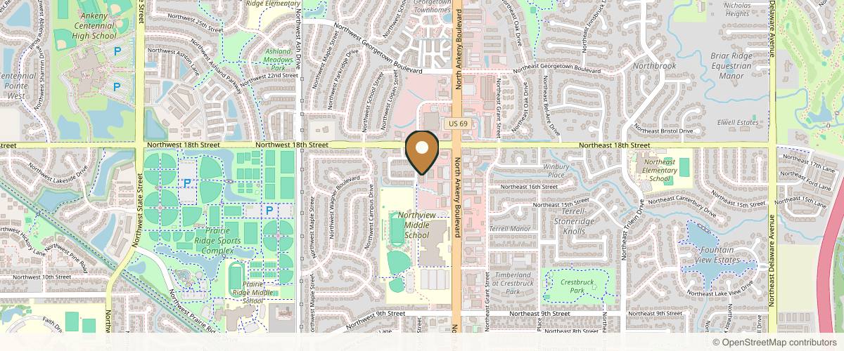 Map showing the exact location of Coachlight Clinic at 225 NW 18th St Ste 109, Ankeny, IA 50023, USA