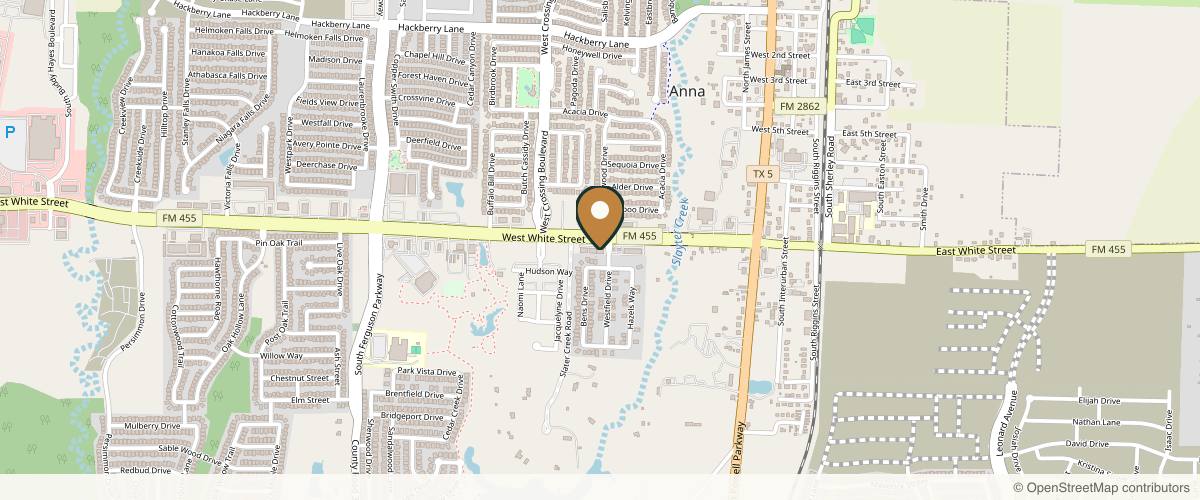 Map showing the exact location of Coco Wellness Spa at 805 W White St Ste 100, Anna, TX 75409, USA