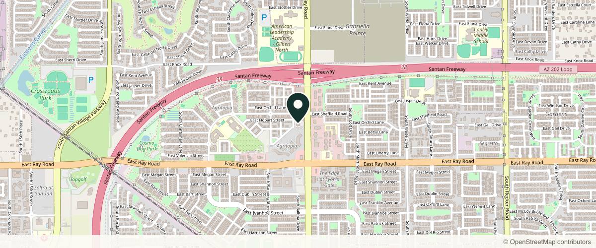 Map showing the exact location of Colair Beauty Lounge & Med Spa at 1440 S Higley Rd #108, Gilbert, AZ 85296, USA