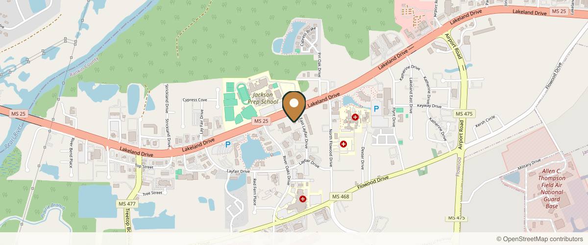 Map showing the exact location of Cole Facial Clinic and Skin Care at 204 E Layfair Dr, Flowood, MS 39232, USA