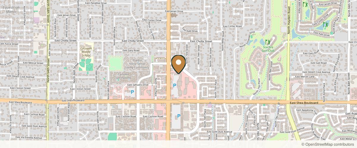 Map showing the exact location of Collab Medspa - Scottsdale at 10893 N Scottsdale Rd #102, Scottsdale, AZ 85254, USA