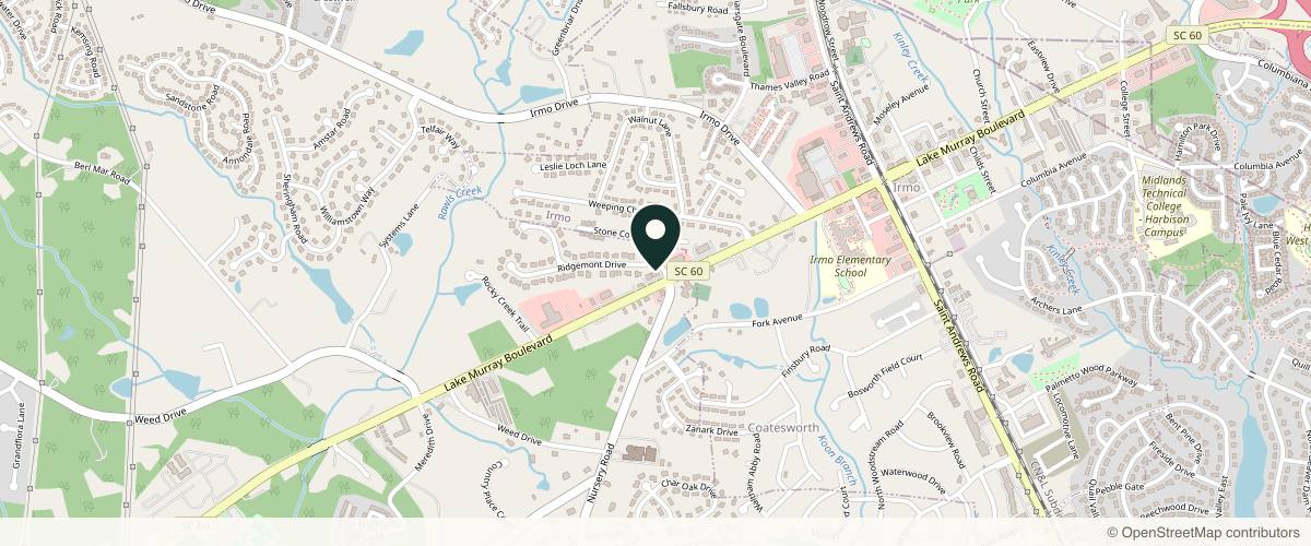Map showing the exact location of Columbia Dermatology & Aesthetics at 1600 Lake Murray Blvd, Columbia, SC 29212