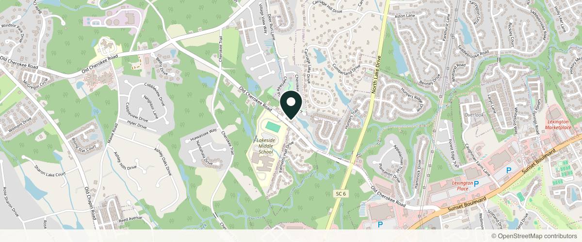Map showing the exact location of Columbia Skin Clinic at 448 Old Cherokee Rd, Lexington, SC 29072