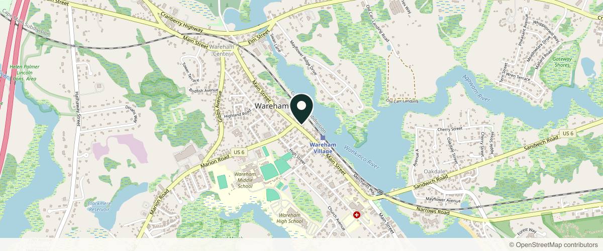 Map showing the exact location of Compassionate Health Med Spa at 361 Main St, Wareham, MA 02571, USA