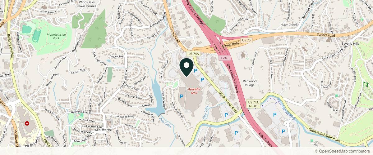 Map showing the exact location of Complete Laser Clinic - Asheville Mall at 3 S Tunnel Rd, Asheville, NC 28805, USA