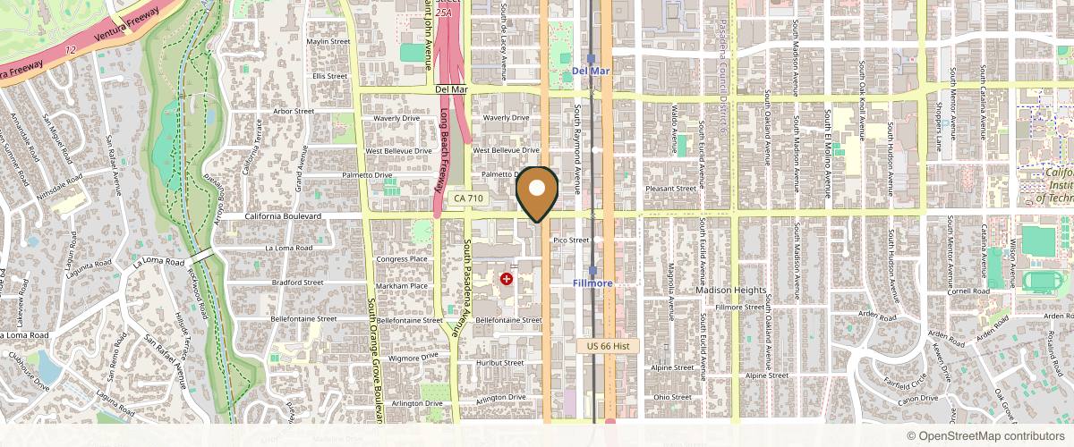Map showing the exact location of Comprehensive Dermatology Center of Pasadena at 625 S Fair Oaks Ave Unit 200, Pasadena, CA 91105, USA