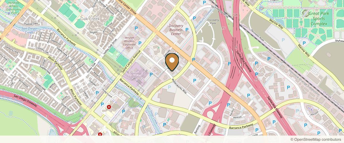 Map showing the exact location of Concierge Aesthetics® - Botox, Dysport, CoolPeel, Juvederm, Laser, Morpheus8, Restylane, Xeomin at 113 Waterworks Way #340, Irvine, CA 92618, USA