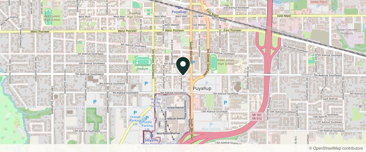Map showing the exact location of Concordia Star Medical Aesthetics at 118 7th Ave SW, Puyallup, WA 98371, USA